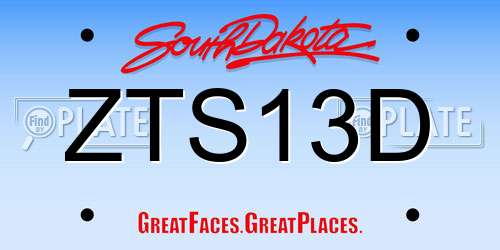 ZTS13D South Dakota License Plate