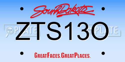 ZTS13O South Dakota License Plate