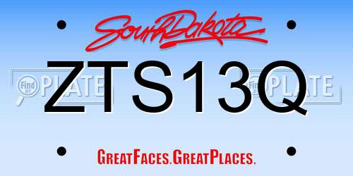 ZTS13Q South Dakota License Plate