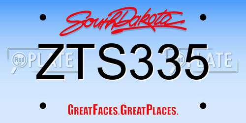 ZTS335 South Dakota License Plate