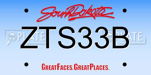 ZTS33B South Dakota License Plate