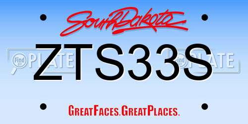 ZTS33S South Dakota License Plate