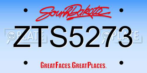 ZTS5273 South Dakota License Plate