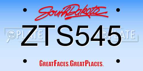 ZTS545 South Dakota License Plate