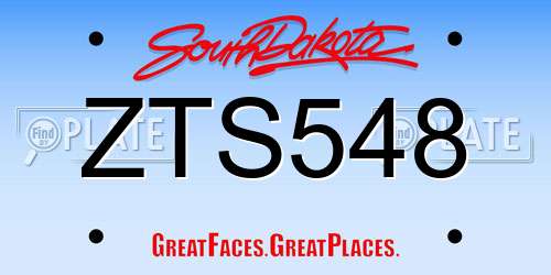 ZTS548 South Dakota License Plate