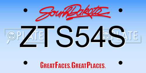 ZTS54S South Dakota License Plate