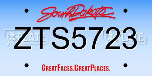 ZTS5723 South Dakota License Plate
