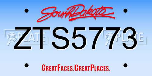 ZTS5773 South Dakota License Plate