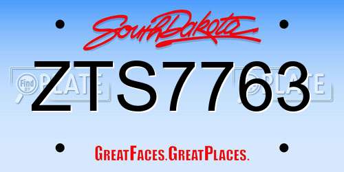 ZTS7763 South Dakota License Plate