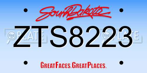 ZTS8223 South Dakota License Plate
