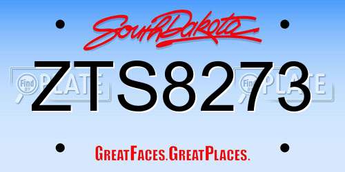 ZTS8273 South Dakota License Plate