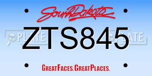 ZTS845 South Dakota License Plate