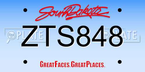 ZTS848 South Dakota License Plate
