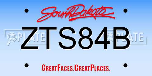 ZTS84B South Dakota License Plate