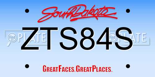 ZTS84S South Dakota License Plate