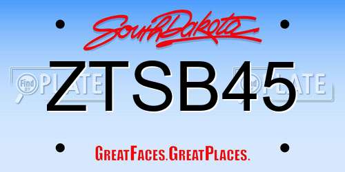 ZTSB45 South Dakota License Plate