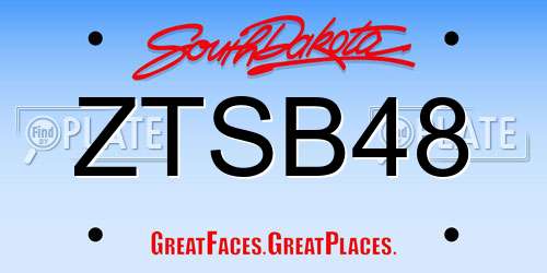 ZTSB48 South Dakota License Plate