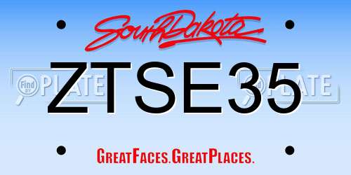 ZTSE35 South Dakota License Plate