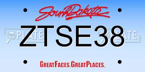 ZTSE38 South Dakota License Plate