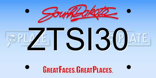 ZTSI30 South Dakota License Plate
