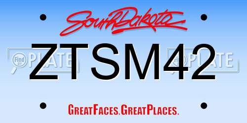 ZTSM42 South Dakota License Plate
