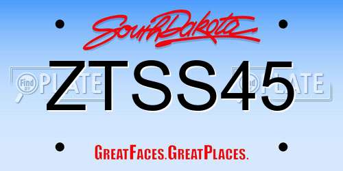 ZTSS45 South Dakota License Plate