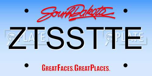 ZTSSTTE South Dakota License Plate