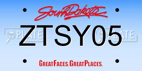 ZTSY05 South Dakota License Plate