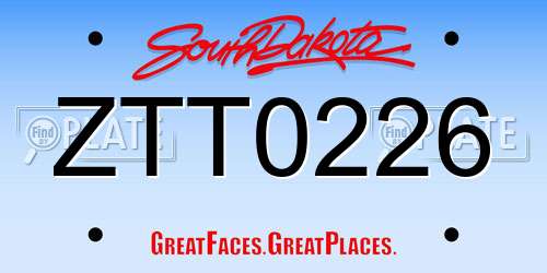 ZTT0226 South Dakota License Plate