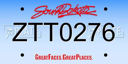 ZTT0276 South Dakota License Plate