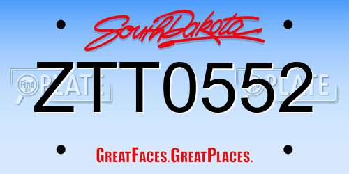 ZTT0552 South Dakota License Plate