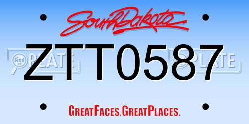 ZTT0587 South Dakota License Plate