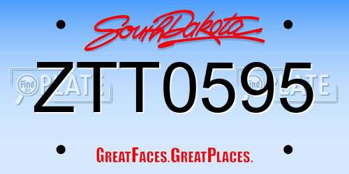 ZTT0595 South Dakota License Plate
