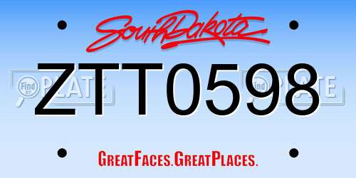 ZTT0598 South Dakota License Plate