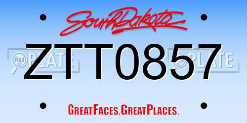 ZTT0857 South Dakota License Plate