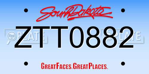 ZTT0882 South Dakota License Plate