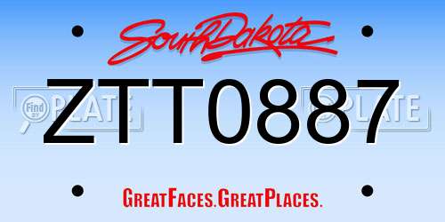 ZTT0887 South Dakota License Plate