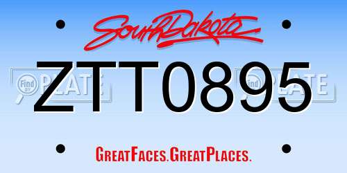 ZTT0895 South Dakota License Plate