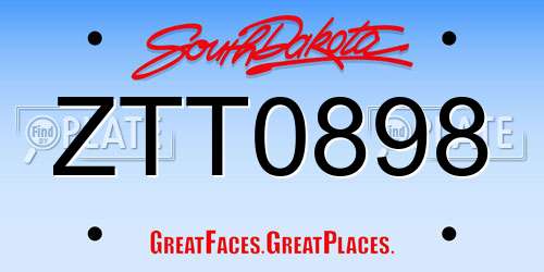 ZTT0898 South Dakota License Plate