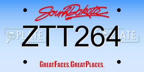 ZTT264 South Dakota License Plate