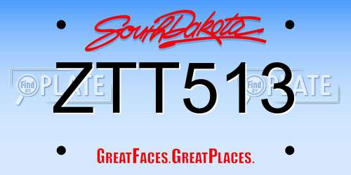 ZTT513 South Dakota License Plate