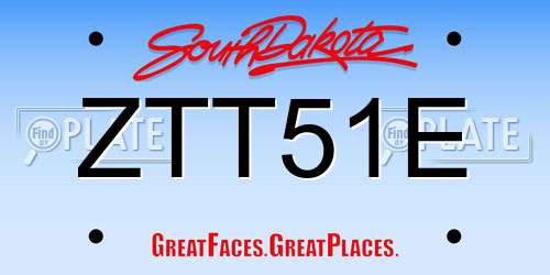ZTT51E South Dakota License Plate