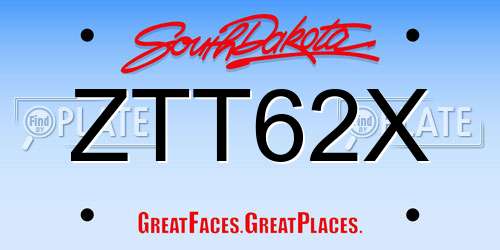 ZTT62X South Dakota License Plate