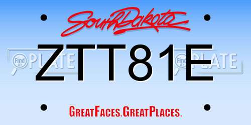 ZTT81E South Dakota License Plate