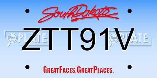 ZTT91V South Dakota License Plate