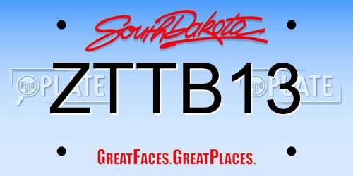 ZTTB13 South Dakota License Plate