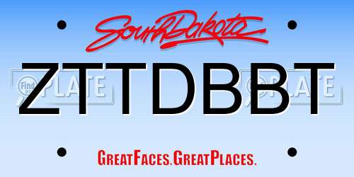 ZTTDBBT South Dakota License Plate