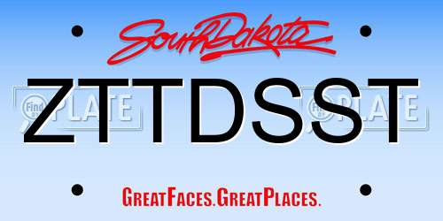 ZTTDSST South Dakota License Plate