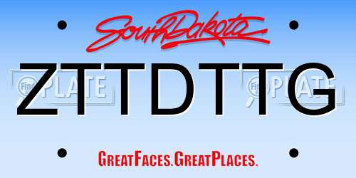 ZTTDTTG South Dakota License Plate