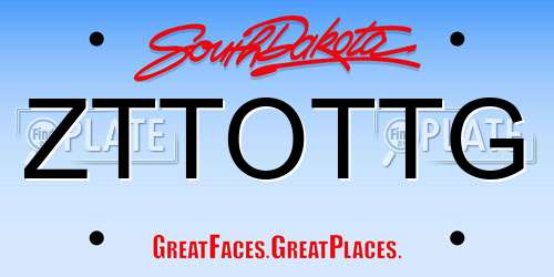 ZTTOTTG South Dakota License Plate